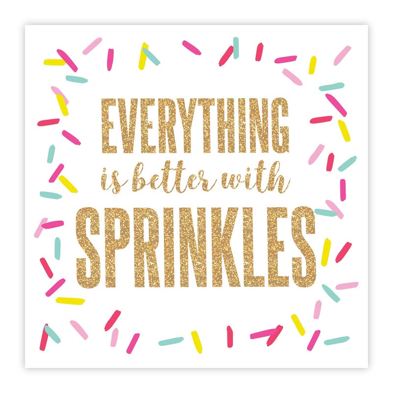 Slant Collections Slant Party Supplies - Paper Napkins Disposable Cocktail Napkin Set for Birthday, 5" x 5", Everything is Better with Sprinkles - Image 1
